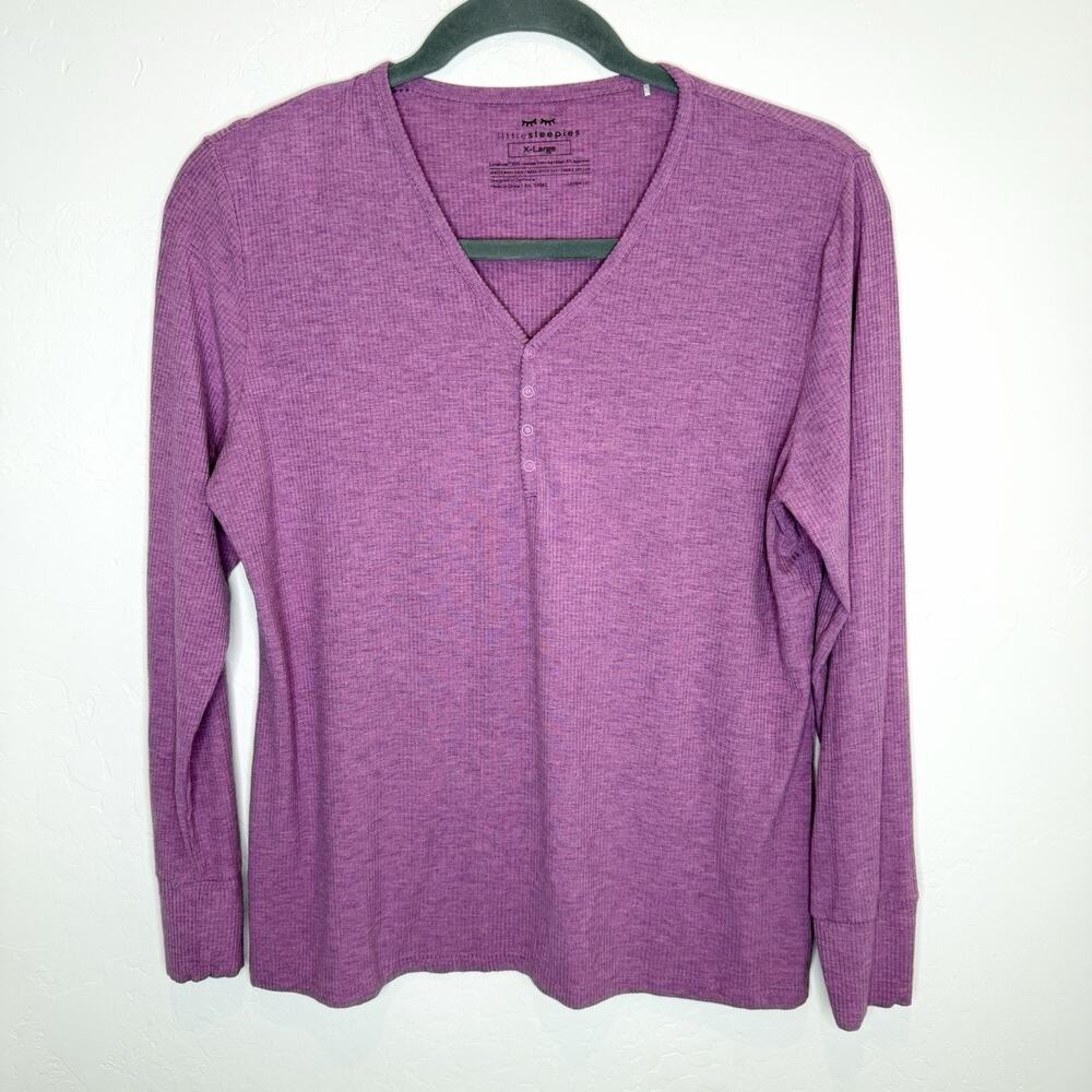 Little Sleepies Lunaluxe Bamboo Henley Top Womens XL Purple Long Sleeve